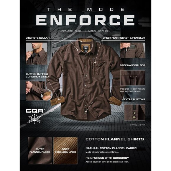 Mens Brown Cotton Flannel Shirt Long Sleeve Brushed Soft Casual Outdoor Plaid - Picture 8 of 9